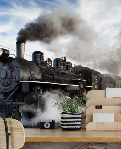 papier peint de train à vapeur noir brumeux papier peint de train à vapeur noir brumeux