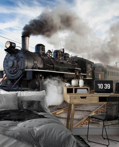 fondo de pantalla de tren de vapor negro niebla