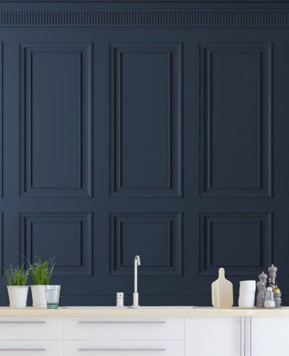 tummansininen muokattava puupaneelin taustakuvamaalaus nimeltä Dark Blue Panel oleskelutiloihin tai makuuhuoneisiin