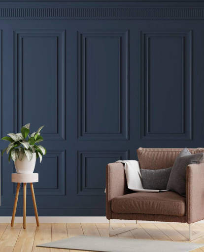 mørkeblå tilpasselig træpanel tapetmaleri kaldet Dark Blue Panel til lounger eller soveværelser