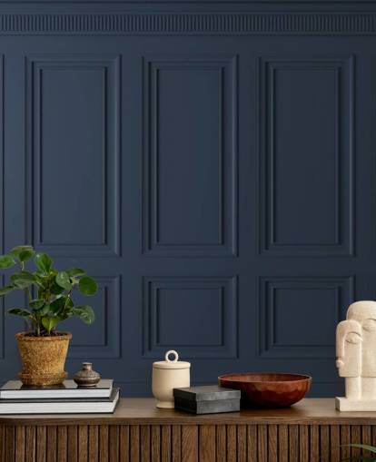 dark blue customisable wood panel wallpaper mural called Dark Blue Panel for lounges or bedrooms