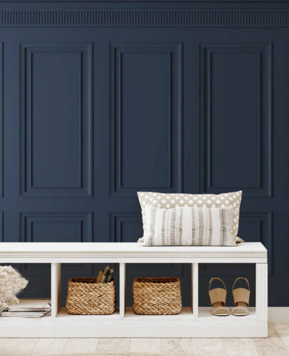 tummansininen muokattava puupaneelin taustakuvamaalaus nimeltä Dark Blue Panel oleskelutiloihin tai makuuhuoneisiin