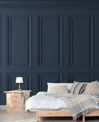 dark blue customisable wood panel wallpaper mural called Dark Blue Panel for lounges or bedrooms