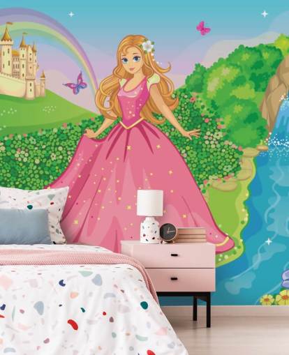 prinsesse i lyserød kjole med slot tapet prinsesse i lyserød kjole med slot tapet