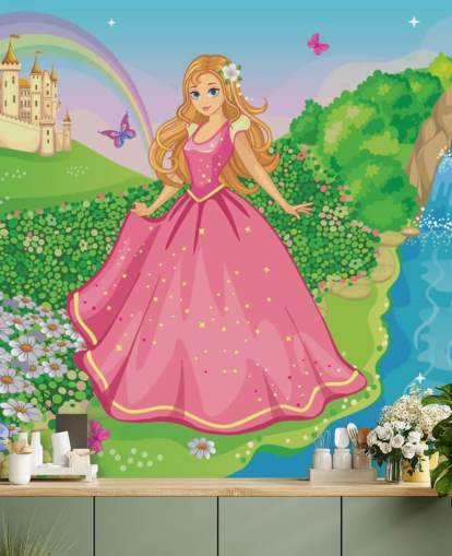 prinsessa vaaleanpunaisessa mekossa linnan taustakuvalla prinsessa vaaleanpunaisessa mekossa linnan taustakuvalla