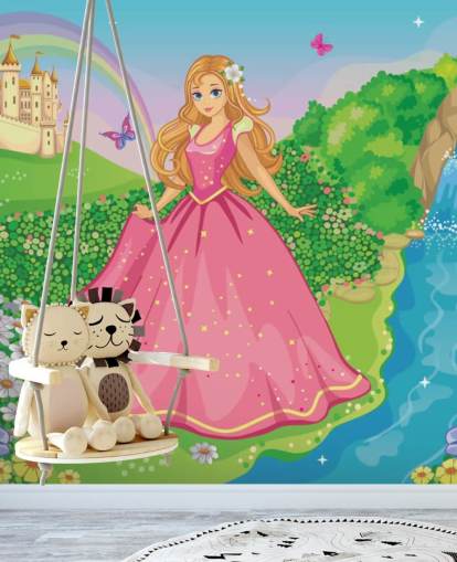 princess in pink dress with castle wallpaper princess in pink dress with castle wallpaper