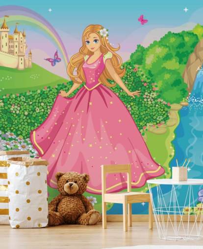 princess in pink dress with castle wallpaper princess in pink dress with castle wallpaper