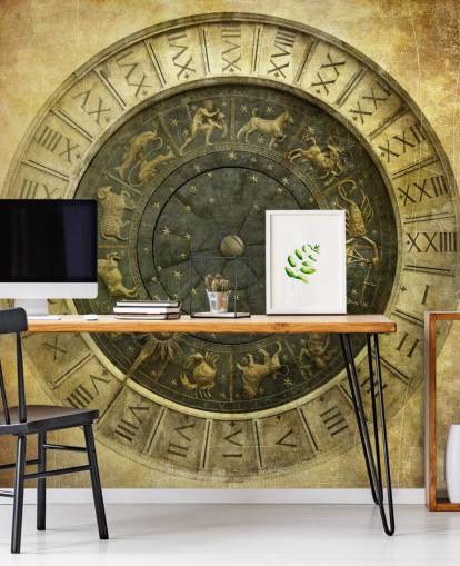 vieux papier peint horloge