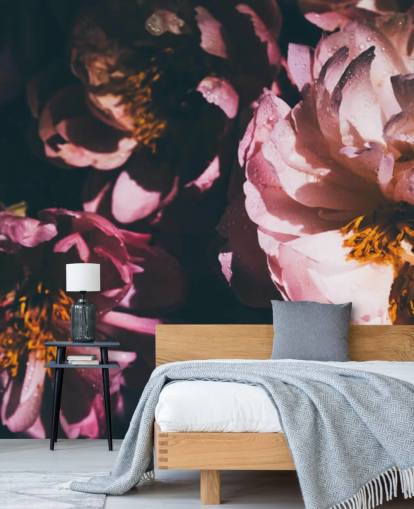 Dunkle Blumen Rosa Blumen-Tapete