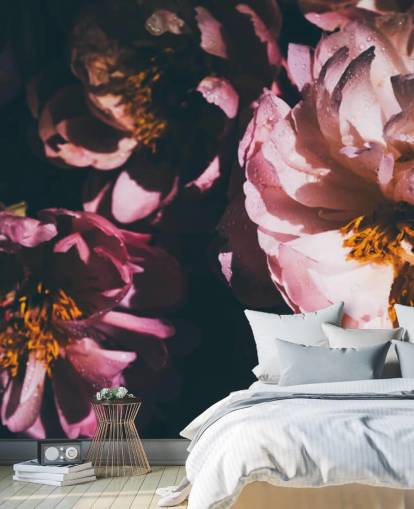 Mørk Blomster Rosa Blomster Bakgrunn