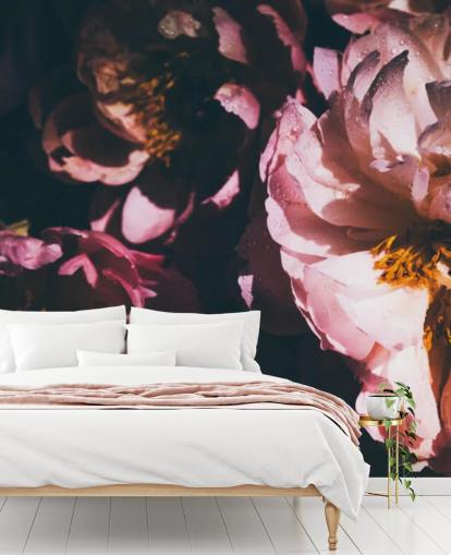 Papel de parede de flores rosa floral escuro
