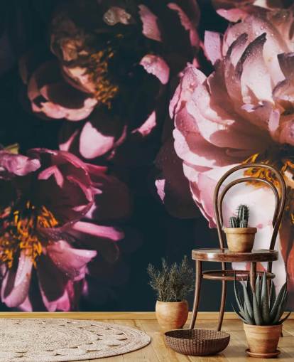 Dark Floral Pink Flowers Wallpaper