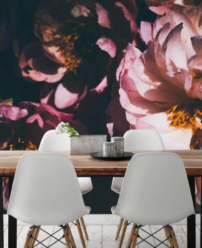 Dark Floral Pink Flowers Wallpaper