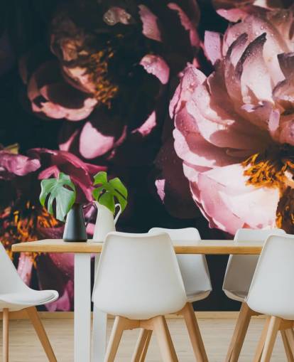 Papier Peint Fleurs Rose Foncé