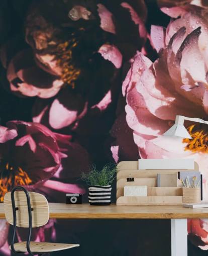 Papier Peint Fleurs Rose Foncé