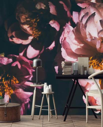 Dark Floral Pink Flowers Wallpaper