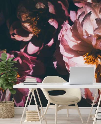 Dark Floral Pink Flowers Wallpaper