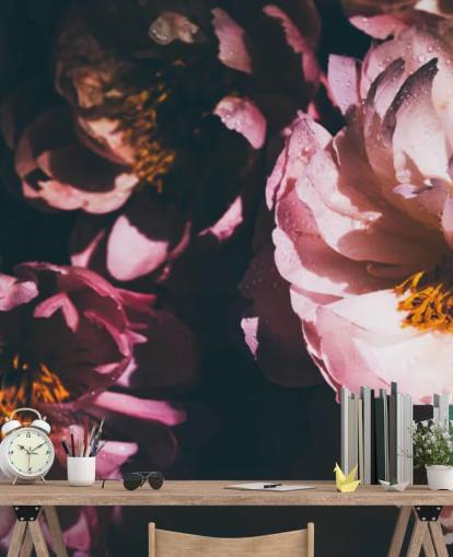 Papel pintado Flores rosas florales oscuras Papel pintado Flores rosas florales oscuras