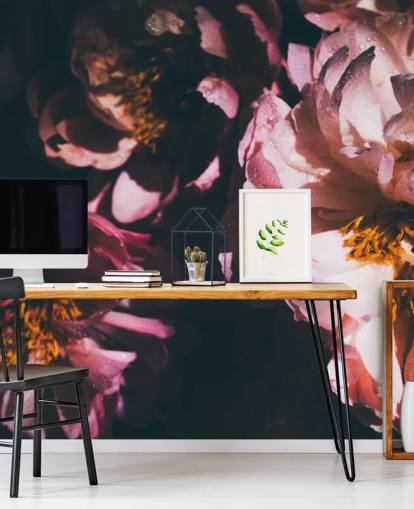 Dark Floral Pink Flowers Wallpaper