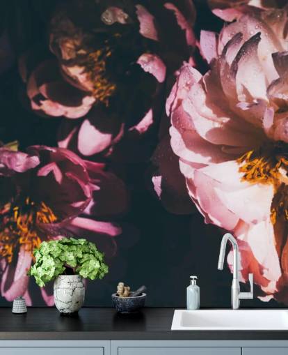 Dark Floral Pink Flowers Wallpaper