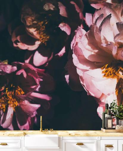 Carta da parati con fiori rosa e fiori