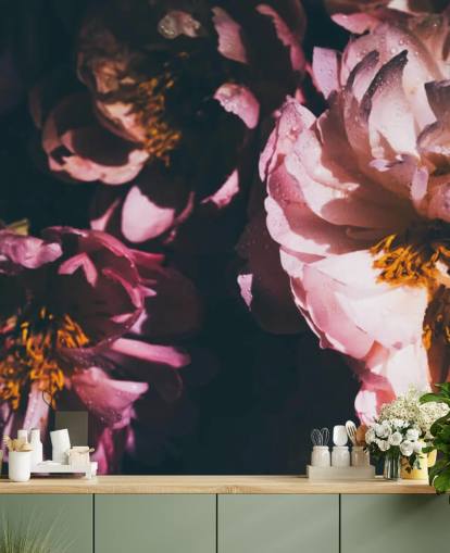 Carta da parati con fiori rosa e fiori