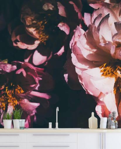 Papel de parede de flores rosa floral escuro