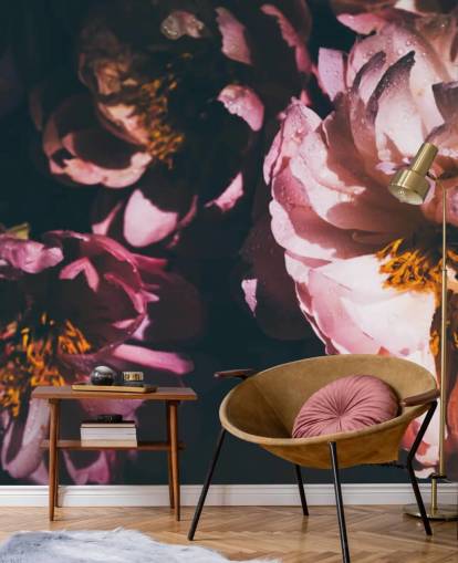 Papel pintado Flores rosas florales oscuras Papel pintado Flores rosas florales oscuras