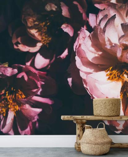 Dark Floral Pink Flowers Wallpaper