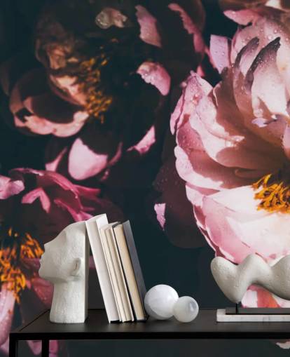 Papier Peint Fleurs Rose Foncé