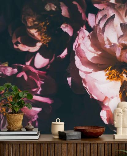 Mörk blommig rosa blommor Bakgrund