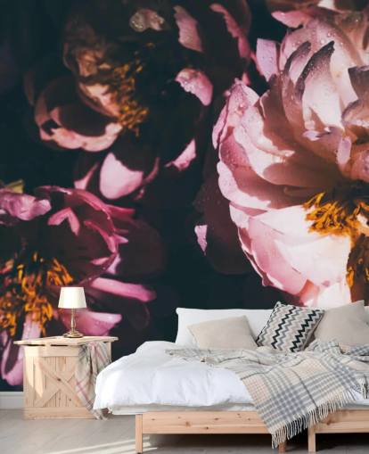 Mörk blommig rosa blommor Bakgrund Mörk blommig rosa blommor Bakgrund