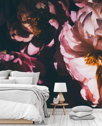 Papier Peint Fleurs Rose Foncé