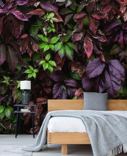 Purple and Green Dark Leaf Wallpaper Mural Purple and Green Dark Leaf Wallpaper Mural