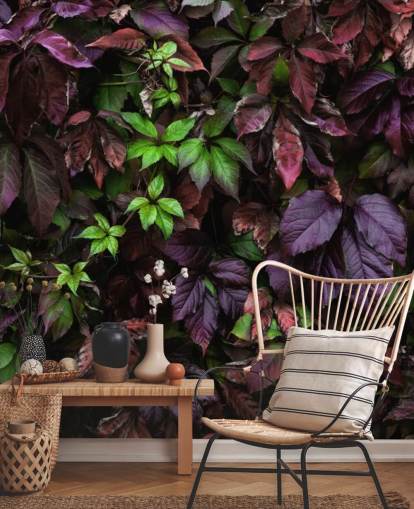 Purple and Green Dark Leaf Wallpaper Mural Purple and Green Dark Leaf Wallpaper Mural