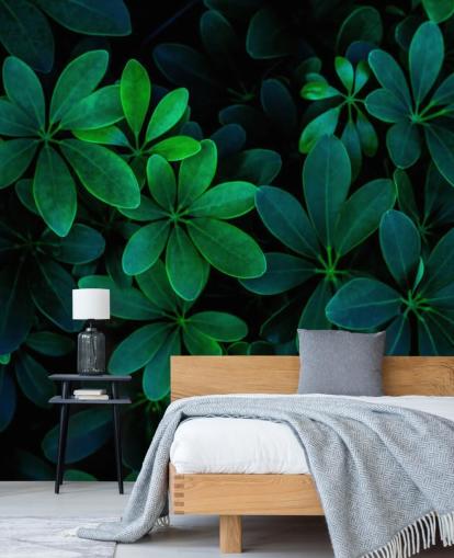 Photographed Green Tropical Leaves Wallpaper