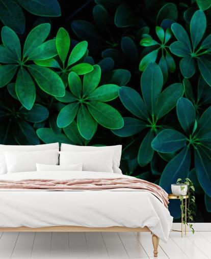 Papel pintado de hojas tropicales verdes fotografiadas