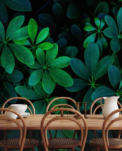 Papel pintado de hojas tropicales verdes fotografiadas