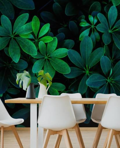 Photographed Green Tropical Leaves Wallpaper