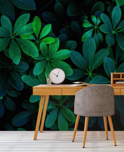 Photographed Green Tropical Leaves Wallpaper