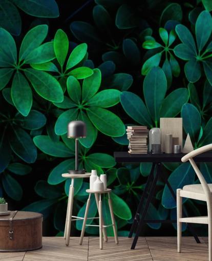 Photographed Green Tropical Leaves Wallpaper