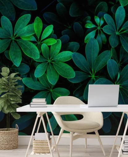 Photographed Green Tropical Leaves Wallpaper