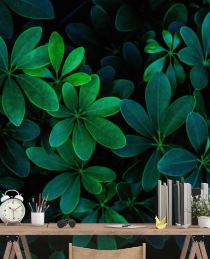 Papel pintado de hojas tropicales verdes fotografiadas