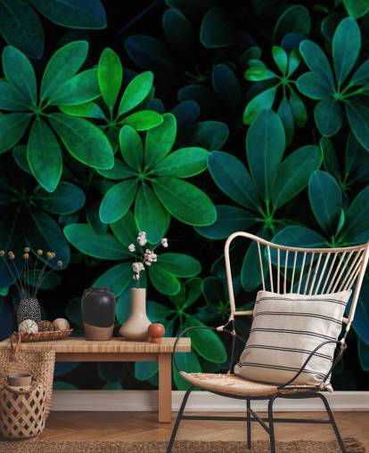 Photographed Green Tropical Leaves Wallpaper