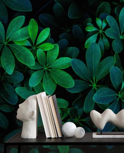 Photographed Green Tropical Leaves Wallpaper