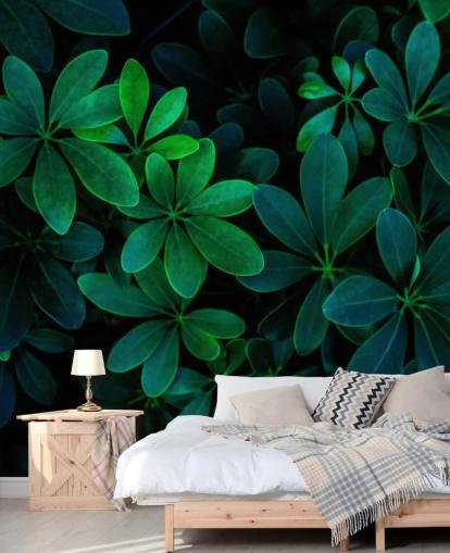 Photographed Green Tropical Leaves Wallpaper