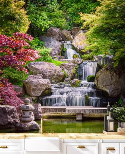 jardin de style japonais avec papier peint cascade jardin de style japonais avec papier peint cascade