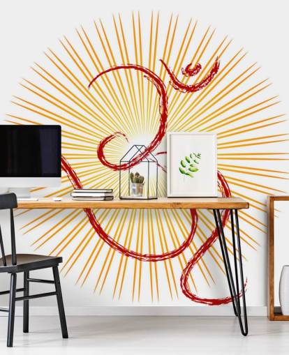 Om - het goddelijke symbool van het hindoeïsme behang