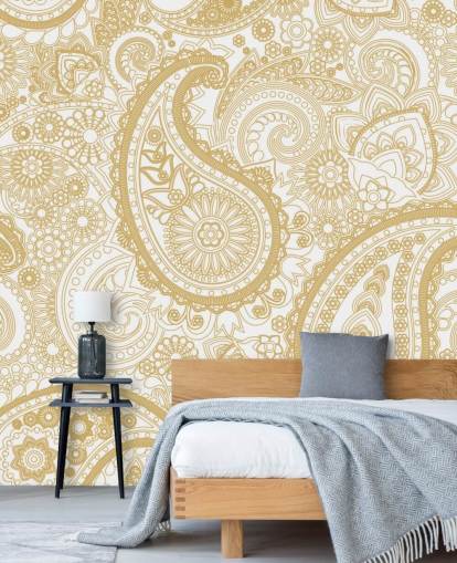 Cream Paisley Mønster Bakgrunn