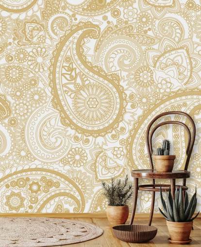 Tapete mit Paisleymuster, cremefarben